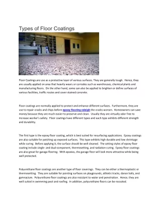 types of floor coatings