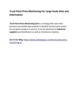 truck parts price monitoring for large scale data