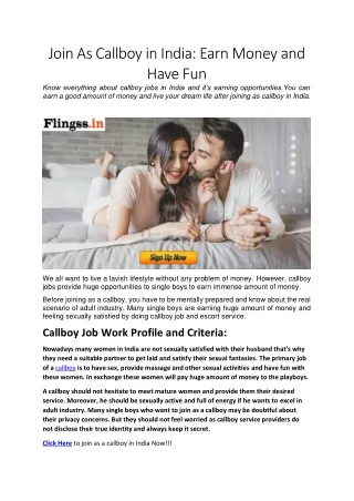 join as callboy in india earn money and have