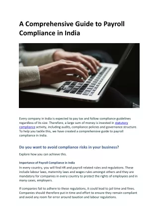 A Comprehensive Guide to Payroll Compliance in India