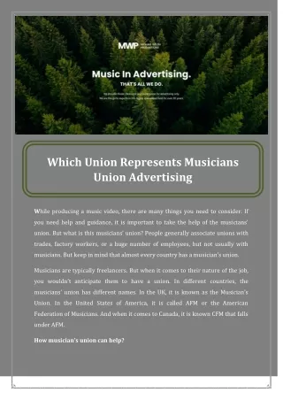 Which Union Represents Musicians Union Advertising