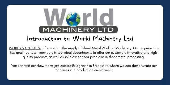 introduction to world machinery ltd