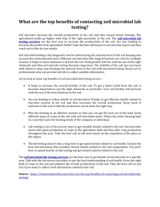 what are the top benefits of contacting soil