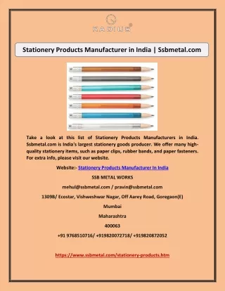 stationery products manufacturer in india
