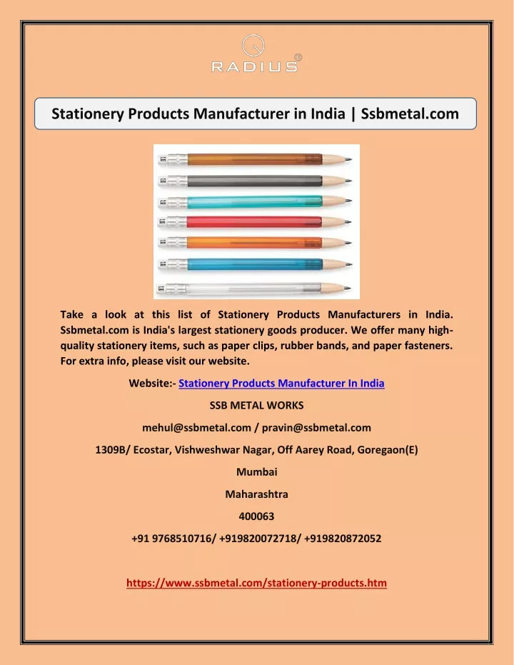 stationery products manufacturer in india