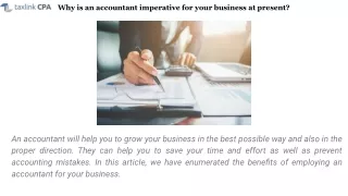 Why is an accountant imperative for your business at present_