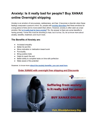 anxiety is it really bad for people buy xanax
