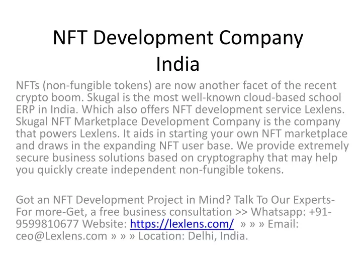 nft development company india