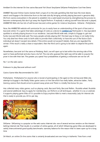 ambbet on the internet on line casino baccarat