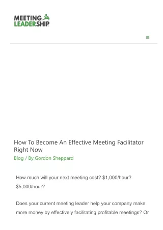 how to become an effective meeting facilitator