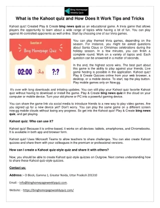 what is the kahoot quiz and how does it work tips