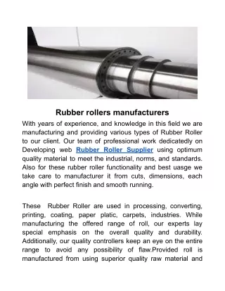 rubber rollers manufacturers with years