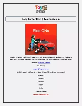 Baby Car for Rent | Toymonkey.in