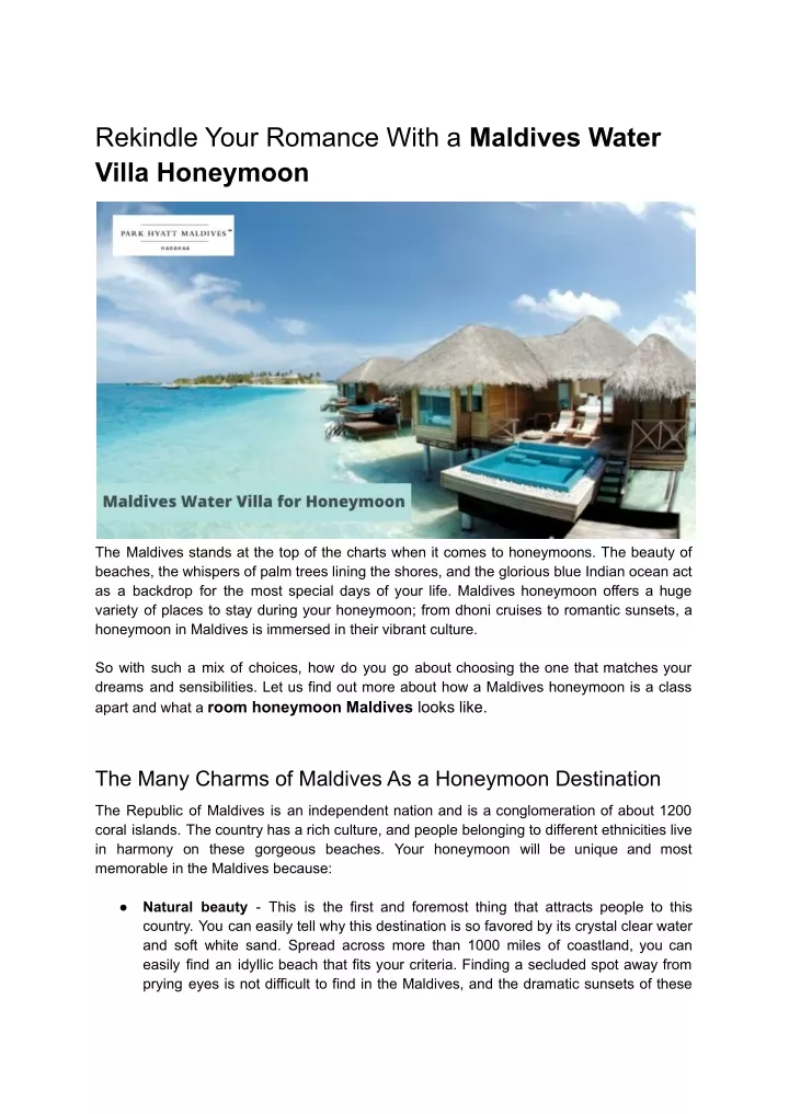 rekindle your romance with a maldives water villa