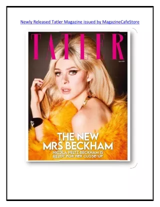 newly released tatler magazine