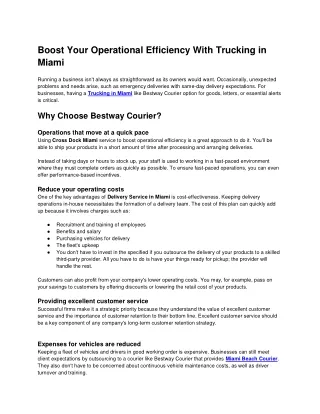 boost your operational efficiency with trucking