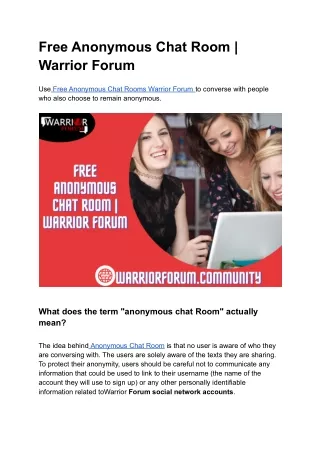 free anonymous chat room warrior forum