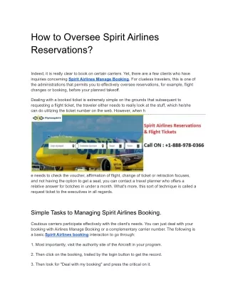 How to Oversee Spirit Airlines Reservations?