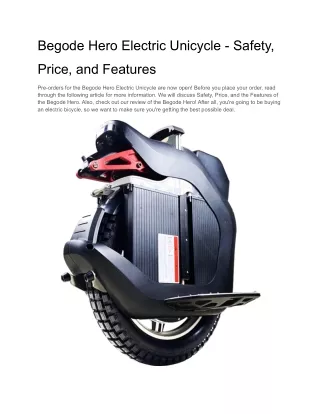 begode hero electric unicycle safety