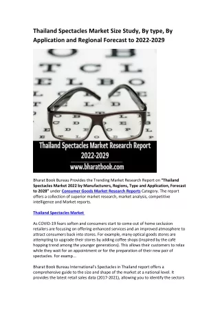 thailand spectacles market size study by type