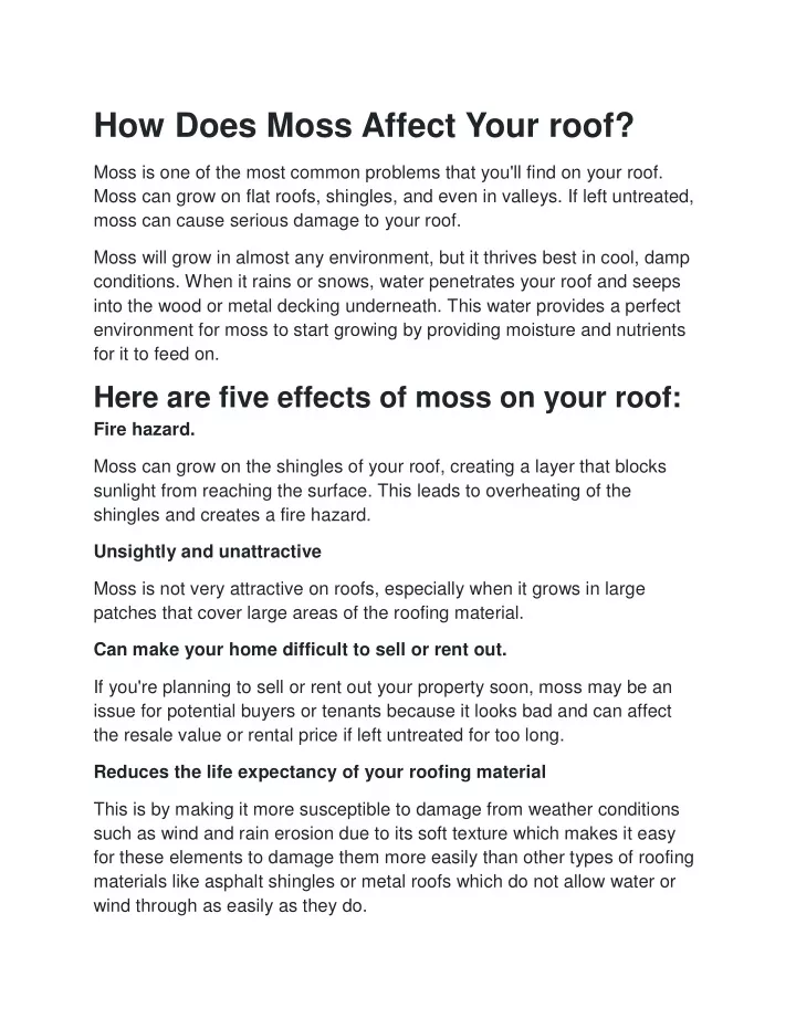 how does moss affect your roof