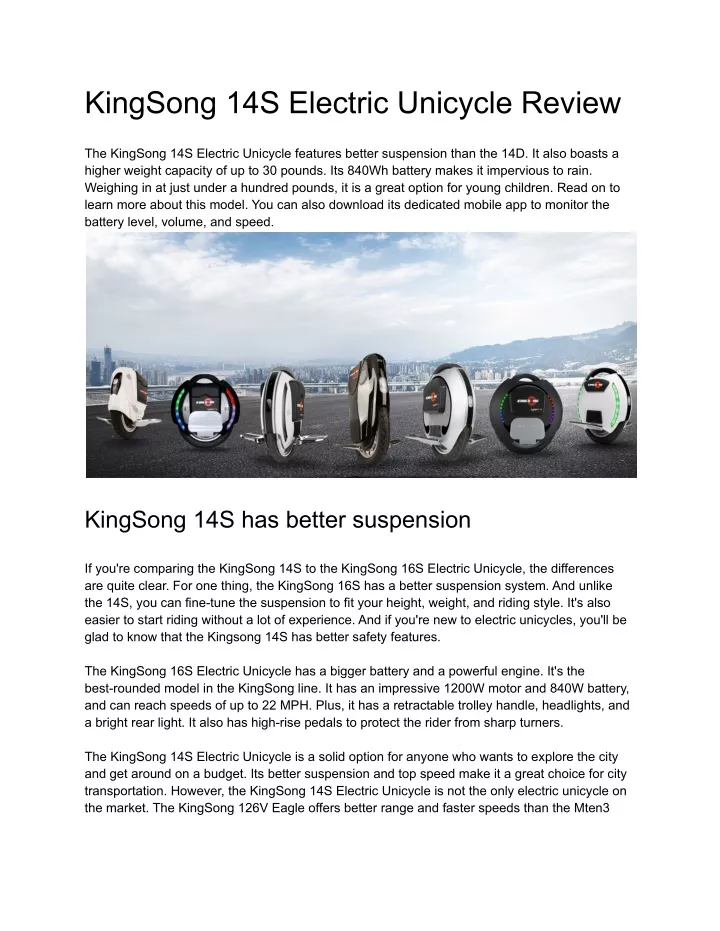 kingsong 14s electric unicycle review