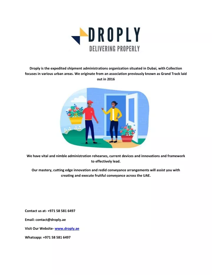droply is the expedited shipment administrations