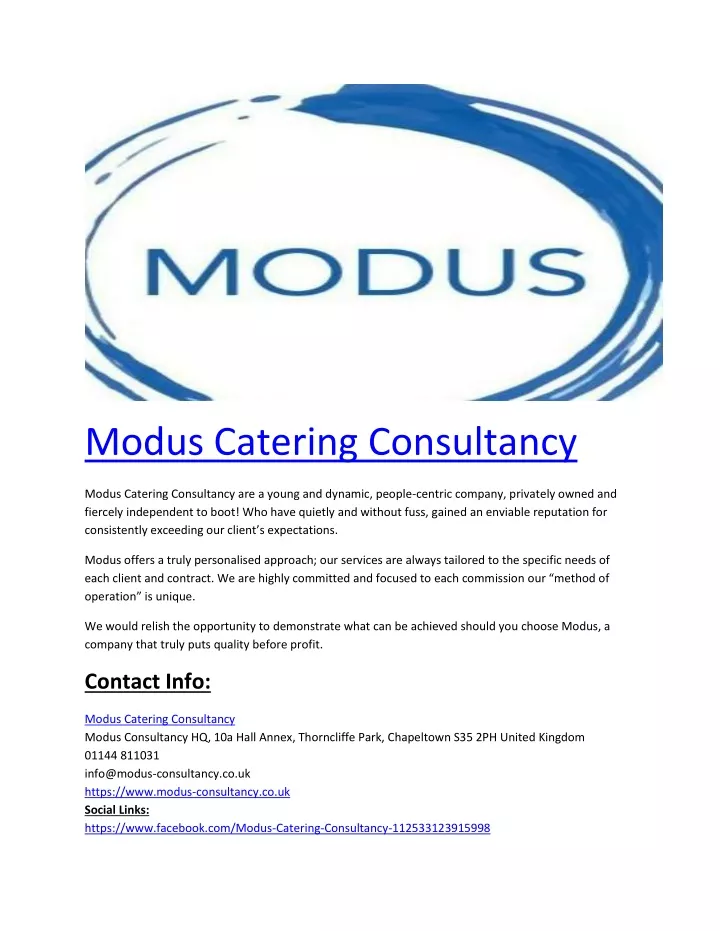 modus catering consultancy