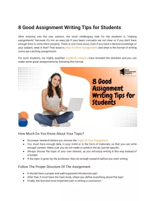 8 Good Assignment Writing Tips for Students