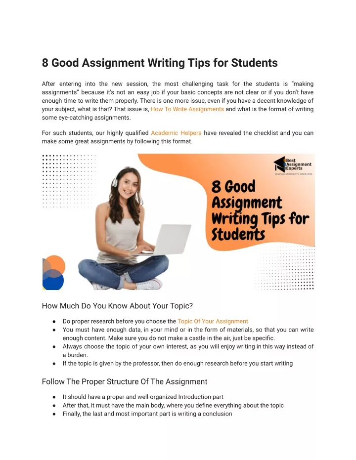 8 good assignment writing tips for students