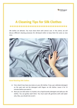 a cleaning tips for silk clothes