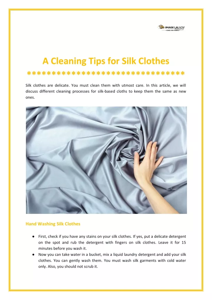 a cleaning tips for silk clothes