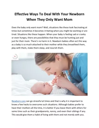 Effective Ways To Deal With Your Newborn When They Only Want Mom