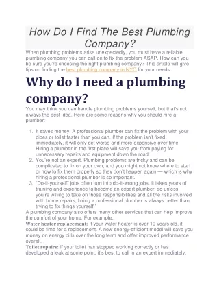 How Do I Find The Best Plumbing Company?