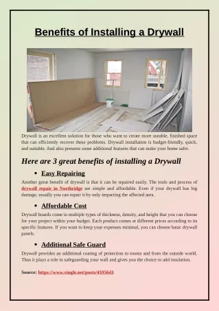 Advantages of Drywall Installation