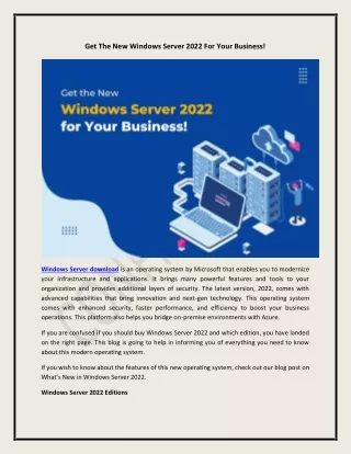 get the new windows server 2022 for your business