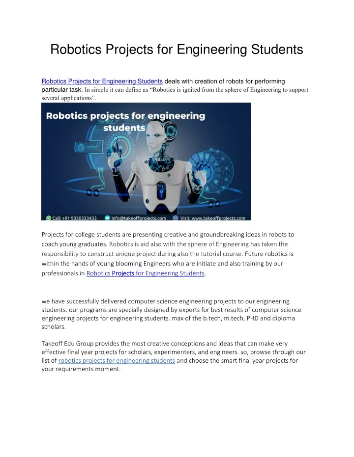 robotics projects for engineering students