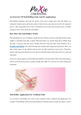 an overview of nail drilling tools