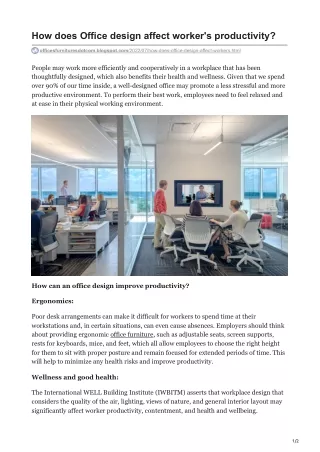 how does office design affect worker