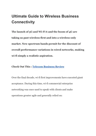 Ultimate Guide to Wireless Business Connectivity