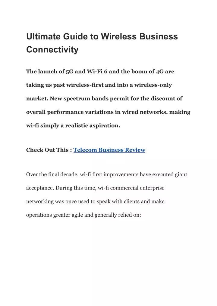 ultimate guide to wireless business connectivity