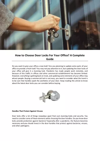 how to choose door locks for your office