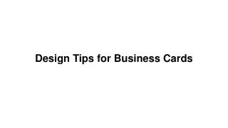 Design Tips for Business Cards