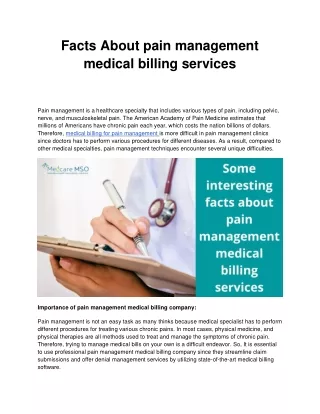 facts about pain management medical billing
