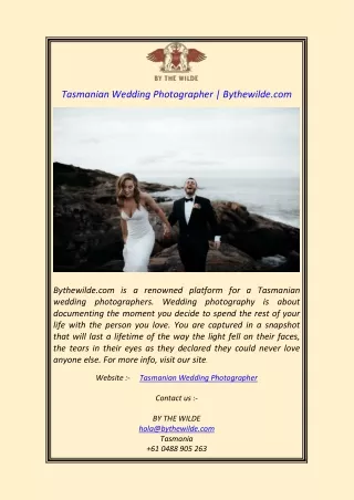 Tasmanian Wedding Photographer  Bythewilde.com