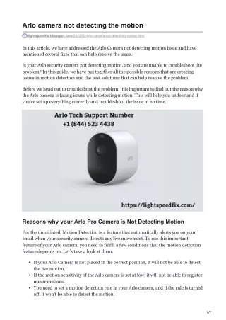 Arlo camera not detecting the motion