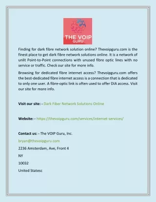 finding for dark fibre network solution online