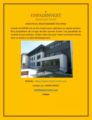 investir ou investissement en ehpad