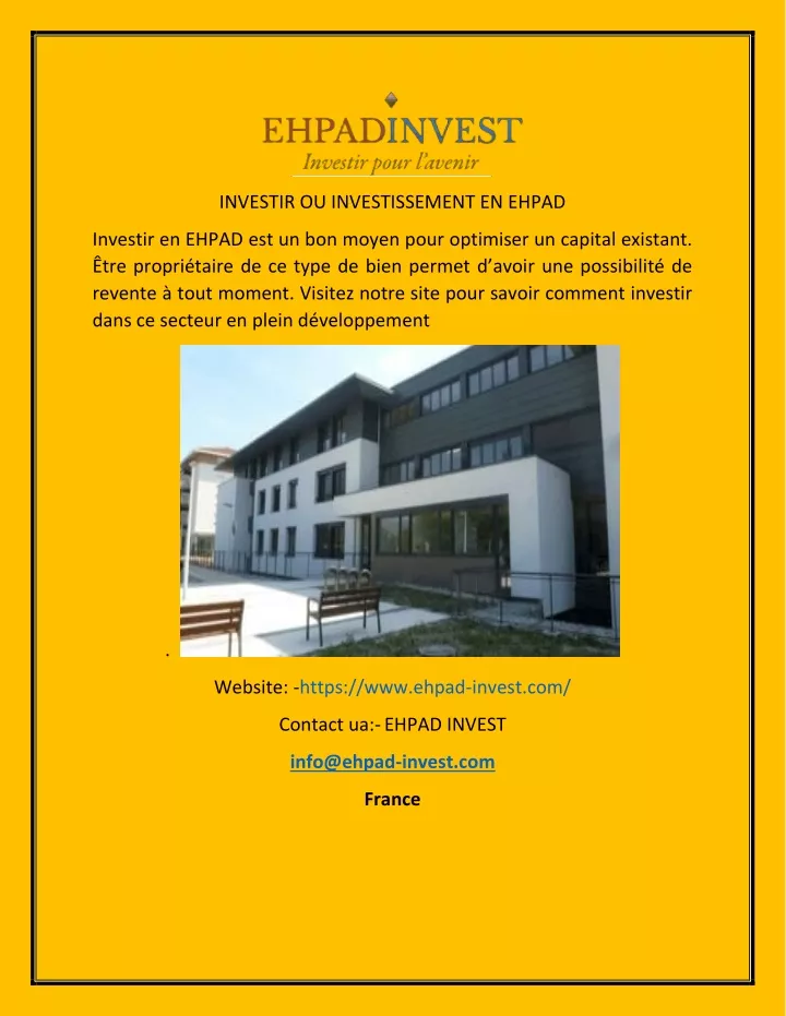 investir ou investissement en ehpad