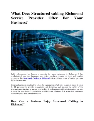Excellent Structured Cabling Solutions